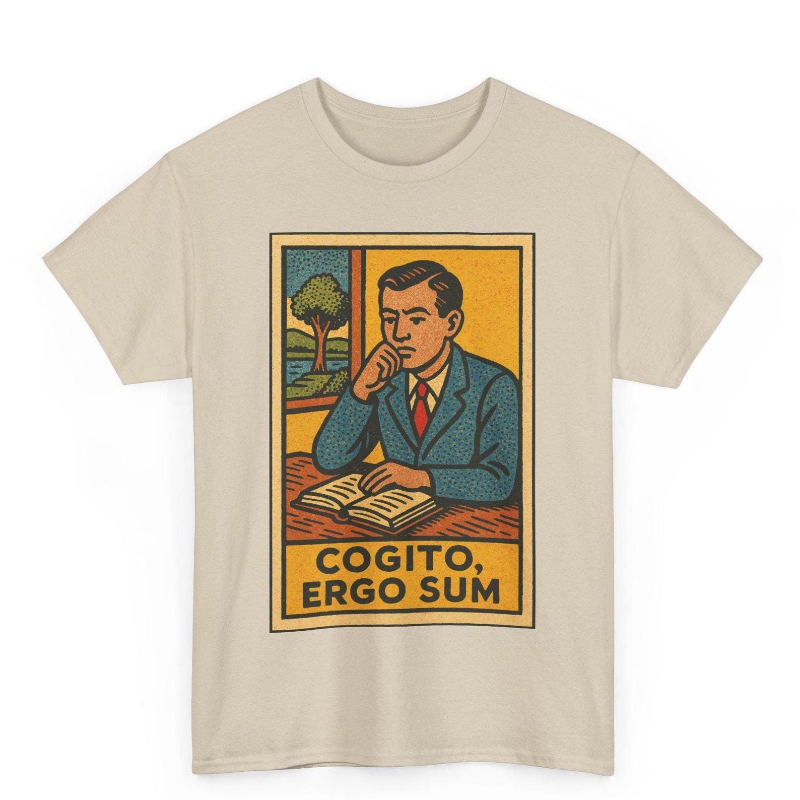 Cogito Ergo Sum T-Shirt: Retro Comic Latin Philosophy Tee M