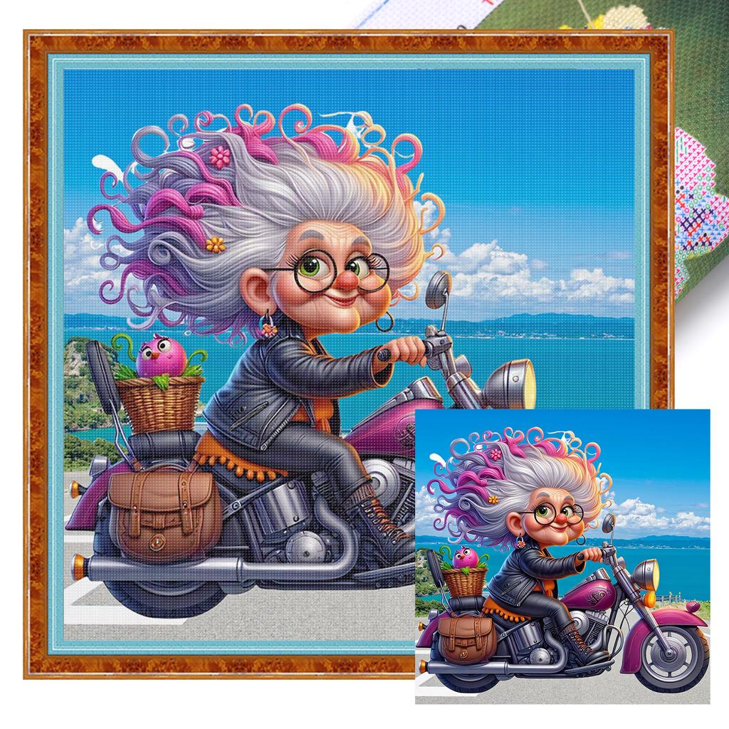Character Full 11CT DIY Stamped Cross Stitch Kits 15.75x15.75in Printed Cross-Stitch Kits for Beginners Adults Home Decor