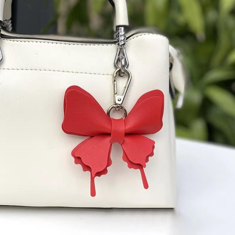 Retro Colorful Butterfly Pendant Keychains Leather Exquisit Backpack Decoration Accessories Personalized Bag Pendant