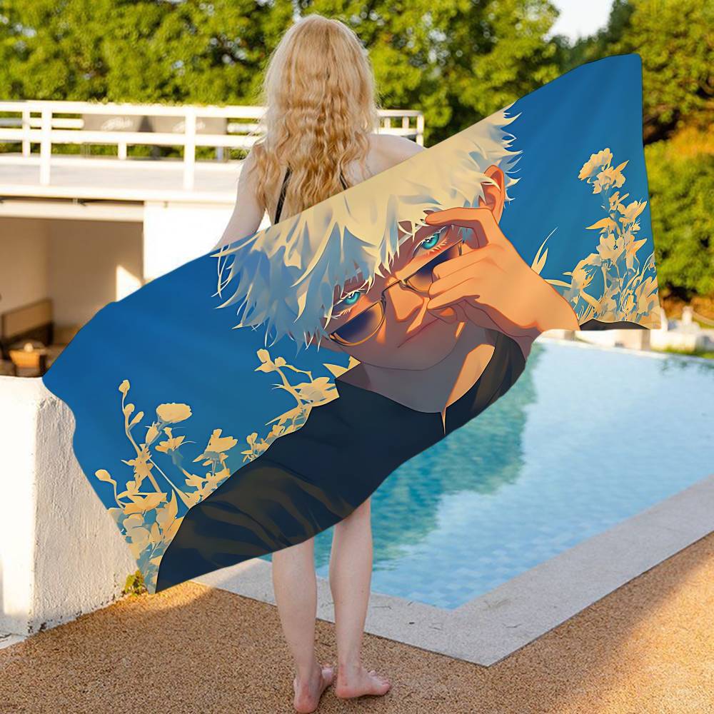 Popular Anime J-jujutsu K-kaisen Gojo Satoru Microfiber Printed Beach Towel Mountain Climbing Yoga Beach Swimming