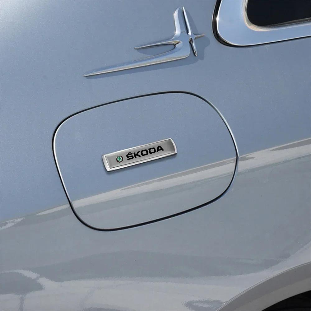 Car Styling 3D Aluminum Metal Body Fender Trunk Decorative Sticker Accessories For Skoda Octavia Rapid Fabia Superb Kamiq VRS A5