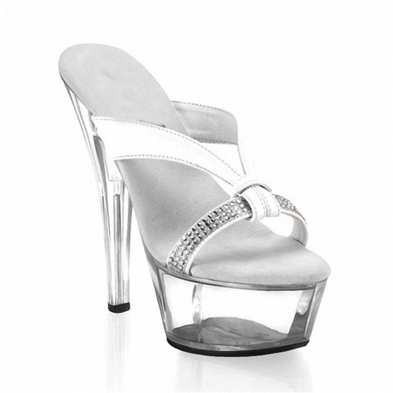 15Cm high heel crystal ribs rhinestone chain art photography casual cool slippers