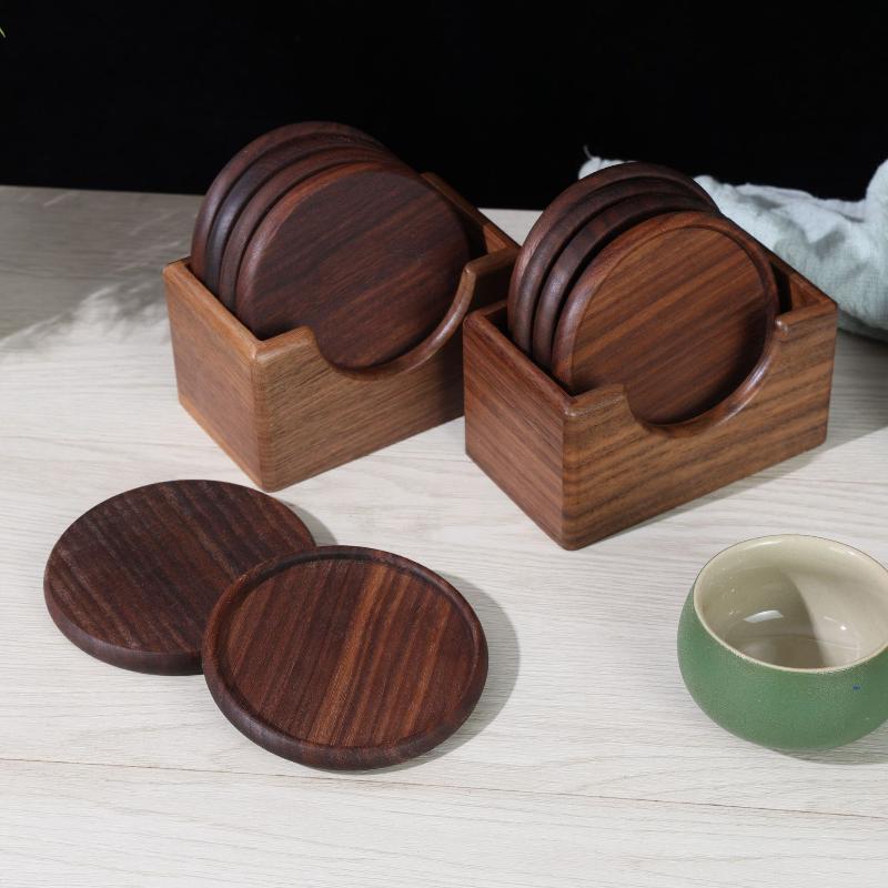 Leere Holz 6 Stück/Set Tischsets Untersetzer Tee Kaffee Tasse Pad Dekor Langlebig Hitzebeständig Runde Getränkeunterlage Schüssel Haus Teekannenhalter