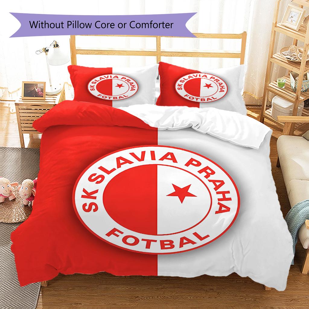 SK Prague Slavia Pattern Bedding,Quilt Set Quilt Cover Pillowcase Home Birthday Gift (1 * Duvet Cover + 2 * Pillowcase, Without Core)