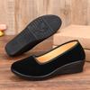 Black new suede wedge heel velvet wedge heel square dancing shoes professional hotel shoes