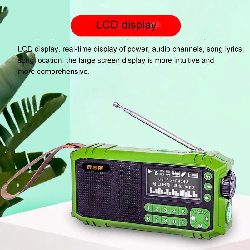 Multi-functional FM Radio Portable Bluetooth Speaker with LED Display Flashlight Support U Disk TF Card AUX Time Lyrics Display