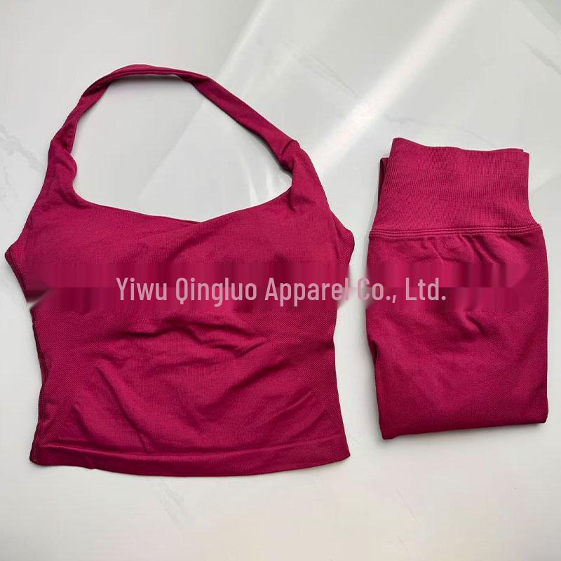 Dfyne Seamless Ruched Yoga Vest & Butt-Lifting Shorts Set