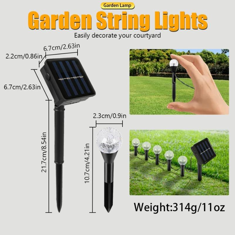Outdoor Solar Light Bubble Ball Waterproof Lawn Lamp Garden Pilot Lantern String for Patio Camping Birthday Decoration Lighting