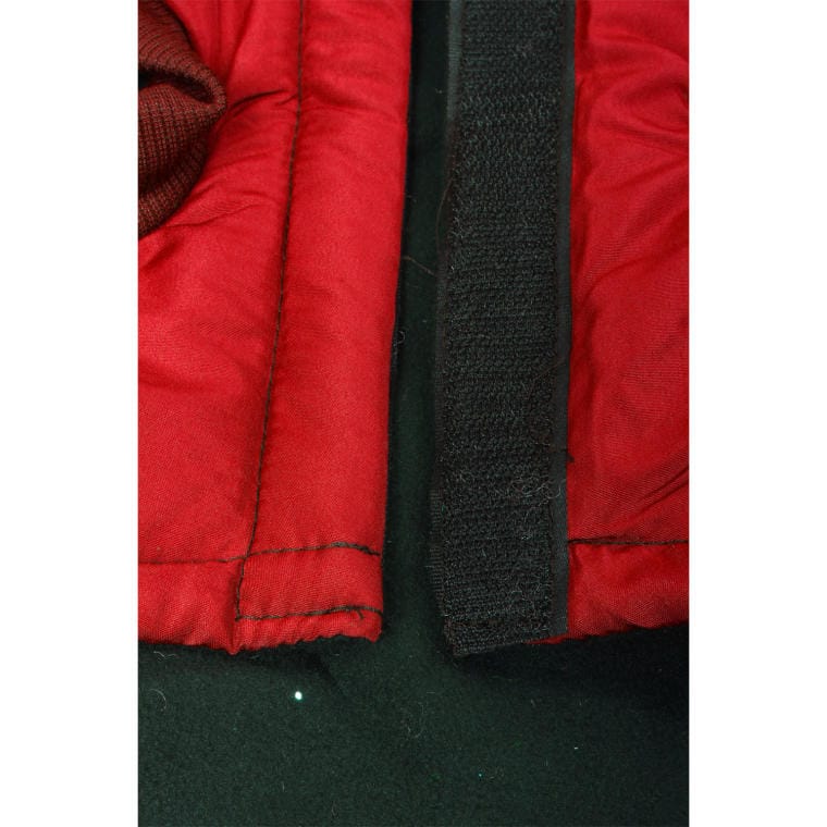 Waterproof winter jacket for medium dogs with hood, red and black, size M