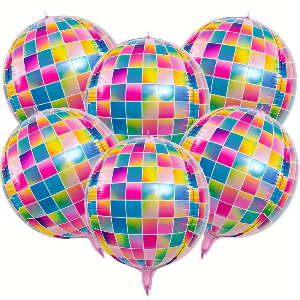 6-Pack Rainbow Disco Balloons, Disco Foil Balloons, Suitable for Birthday Parties, Disco-Themed Party Decorations