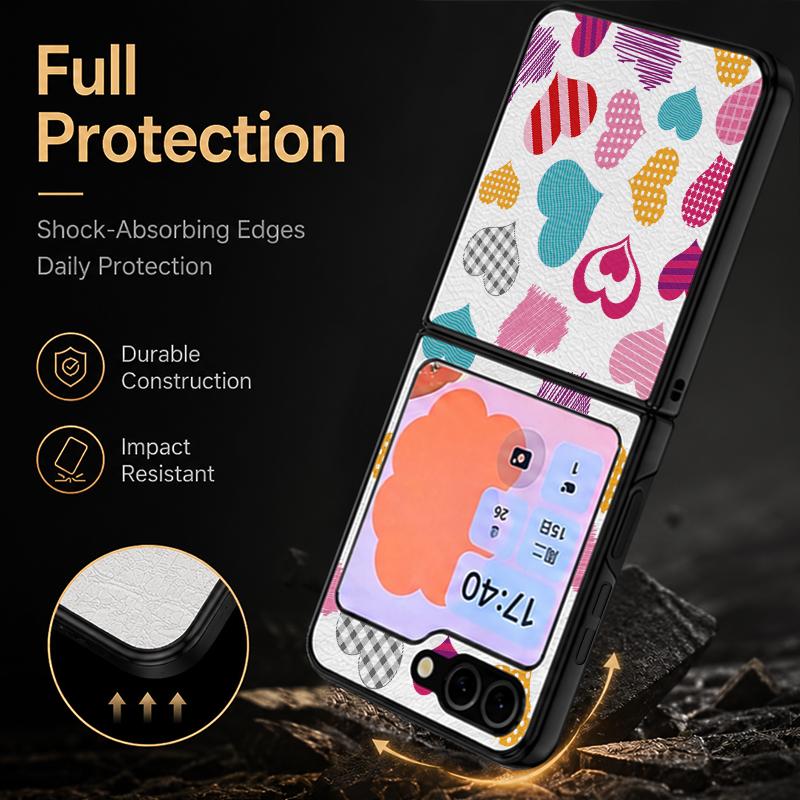 Cute Candy Love Heart Case For Samsung Galaxy Z Flip 8 7 6 5 Flip8 Flip7 Flip6 Luxury Leather Skin Hard Folding Phone Cover