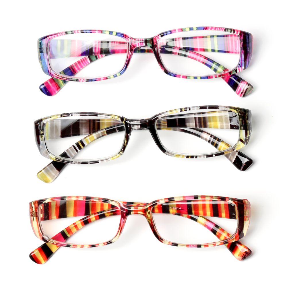 Unisex Vision Care Print Stripe Diopter Eyeglasses Retro Frame Reading Glasses Presbyopic Eyewear