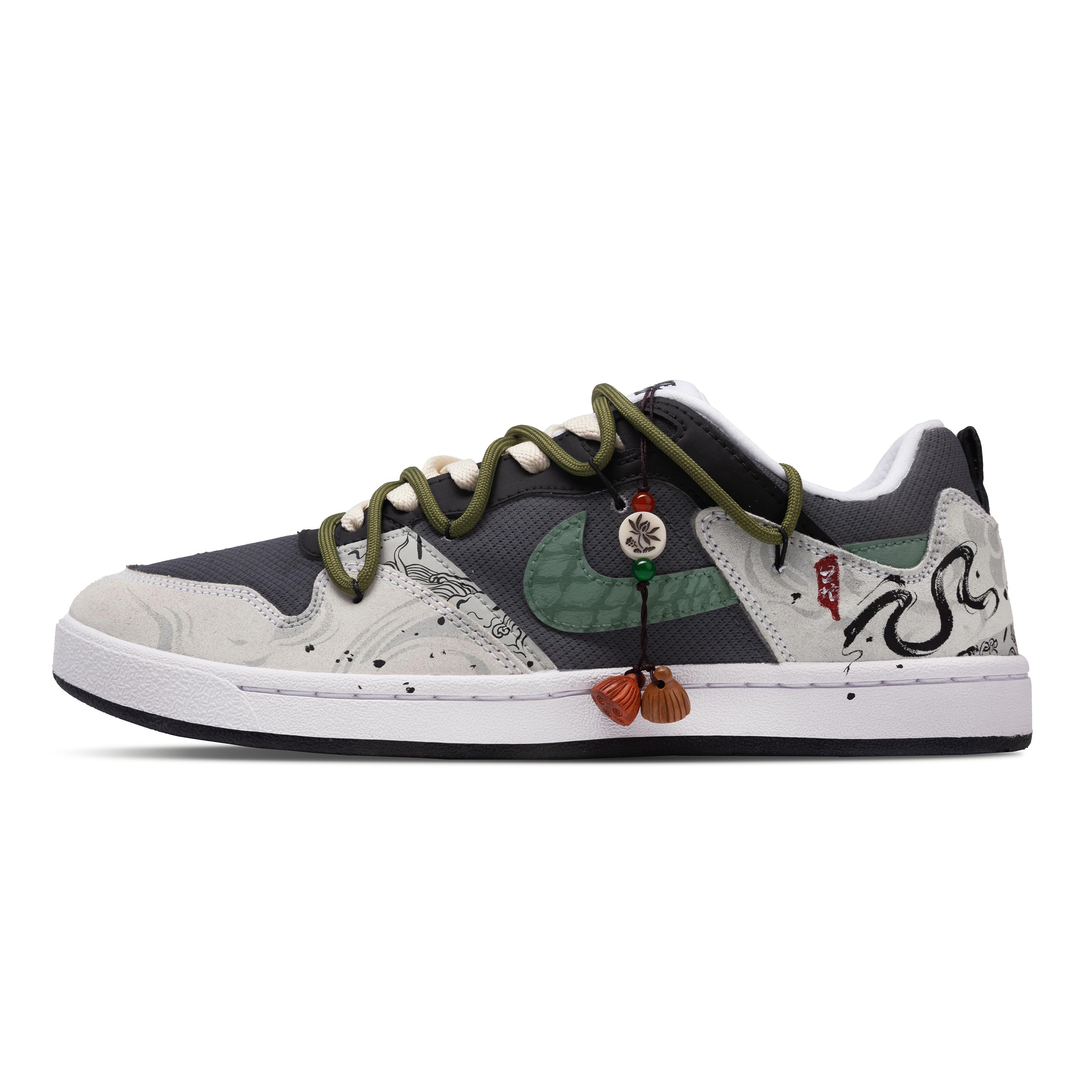 Nike SB Alleyoop Skateboard Shoes Men s Low top Beige/Gray/Green CJ0882-100(Team420-) 44.5