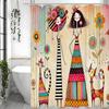 Cartoon Cute Girl Cat Flower and Grass Shower Curtain, Bathroom Decorative Shower Curtain, Waterproof Shower Curtain with Hooks
