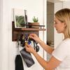 Wall Mounted Key Holder Wooden Retro Decorative Hanger with Floating Shelf Hook for Coat Mail Entryway Home Hat Backpack