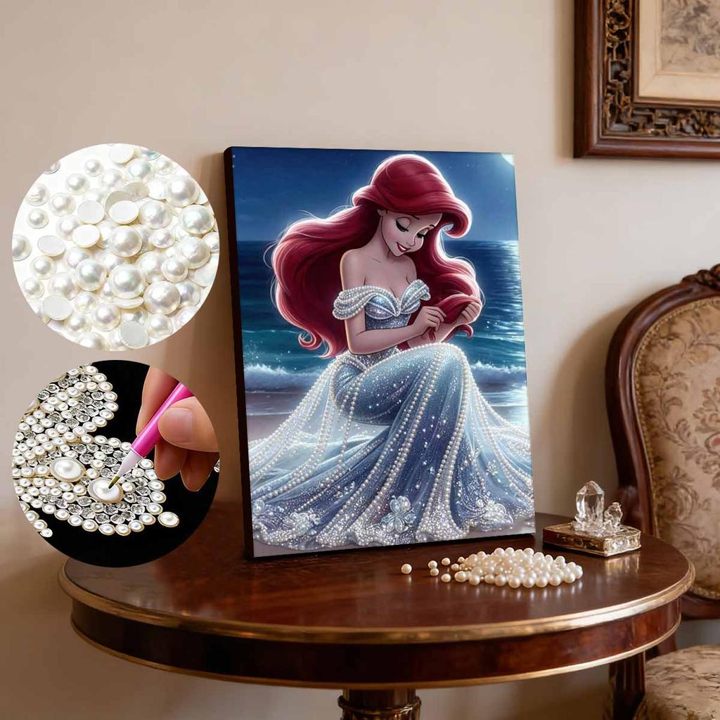 Disney Ariel DIY Pearl Artwork Jewelry Designed for Ariel A Handmade Gift Suitable for Wall Decoration, Suitable for Both Home and Office Environments