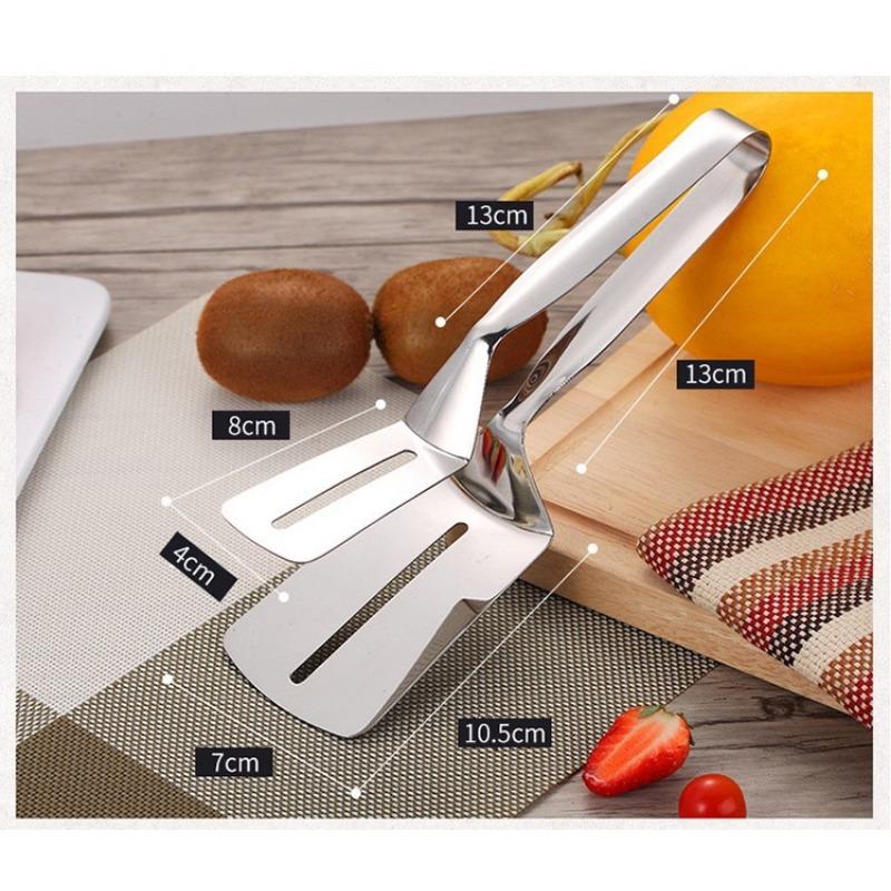 2pc Stainless Steel Frying Shovel Clip Multifunctional Steak Bbq Tongs Pancake Fried Pizza Steak Fish Spatula Bread Kitchen Tool