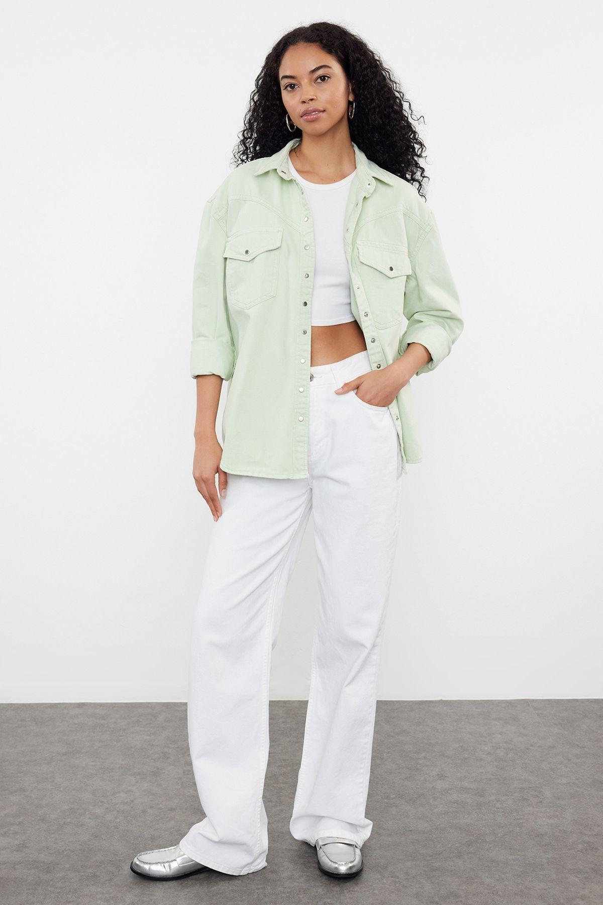 

Women s Style Shirt Mint Denim Shirt M