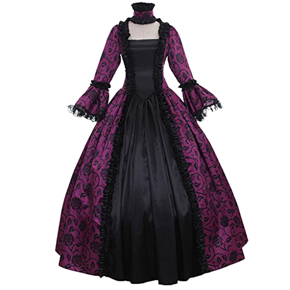 Lily Lady Large Swing Waist Tight Women Ventage Medieval Maxi Dress Cosplay Halloween Costume