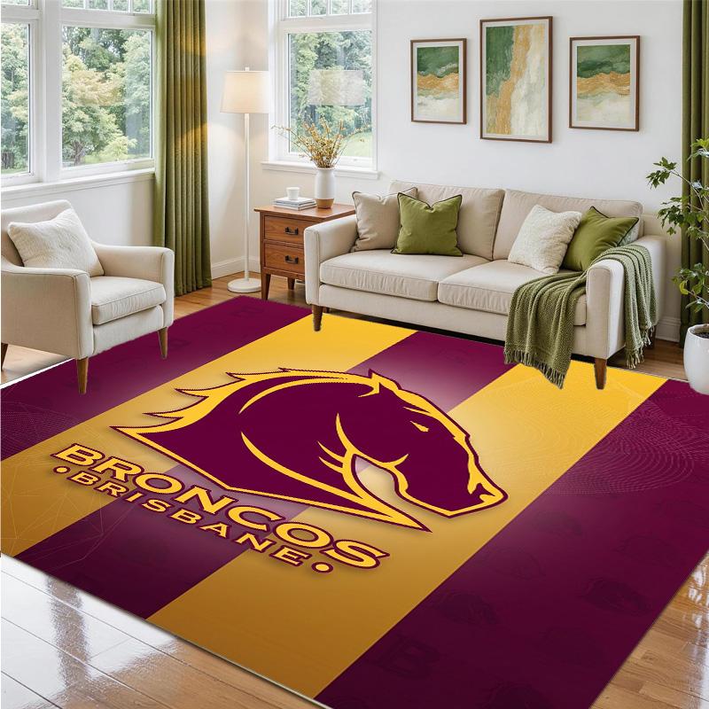 Tappeto in Velluto di Cristallo Design Brisbane Broncos Tappetino Decorativo Morbido per Camera da Letto Ingresso
