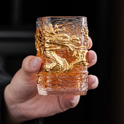 Personalized Creative Glass Tea Cup Golden Dragon Cup Heat-resistant Glass Master Single Cup