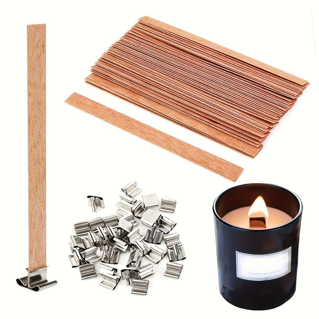 20pcs/40pcs/60pcs- Wooden Candle Wicks,Natural Candle Cores Cross,Soy Wax Wooden Candle Wick Core,with Metal Base For Candle
