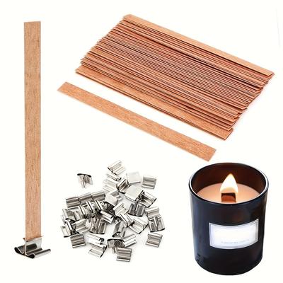 20pcs/40pcs/60pcs- Wooden Candle Wicks,Natural Candle Cores Cross,Soy Wax Wooden Candle Wick Core,with Metal Base For Candle