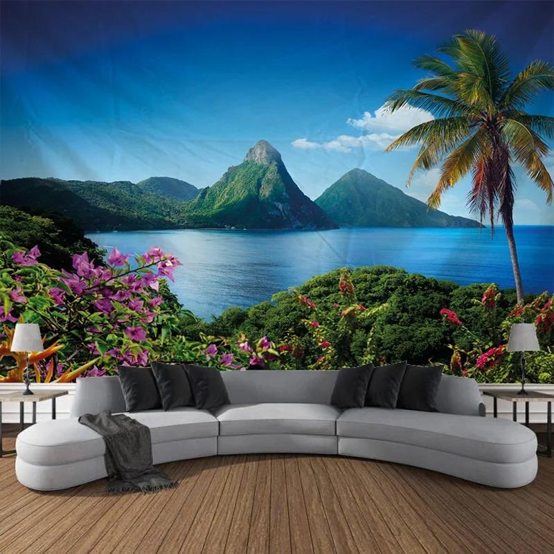 Wanddekoration Zuhause Wandteppich Himmel Wald See Hintergrund Büro Wohnzimmer Wandteppich