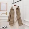 Women Light Down Jacket Hip-Length High Street Overcoat Female Long Warm Down Coat with Portable Storage Bag