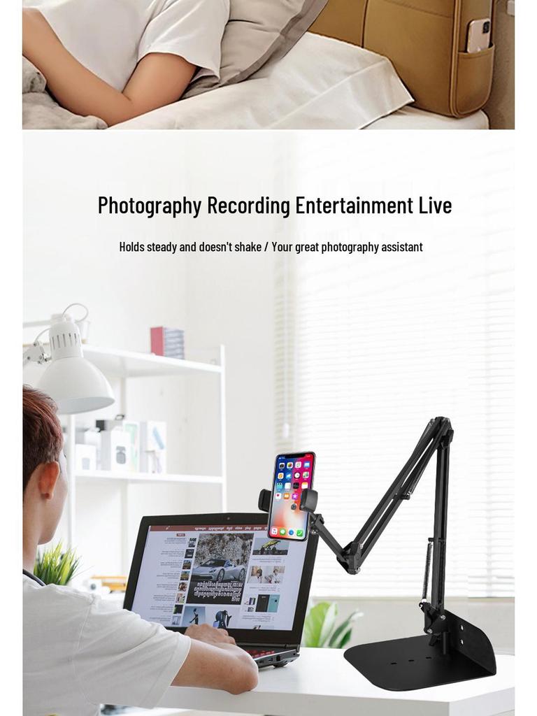 Verstelbare Vloer Tablet & Telefoon Standhouder met Flexibele Arm voor Nachtkastje & Live Streaming