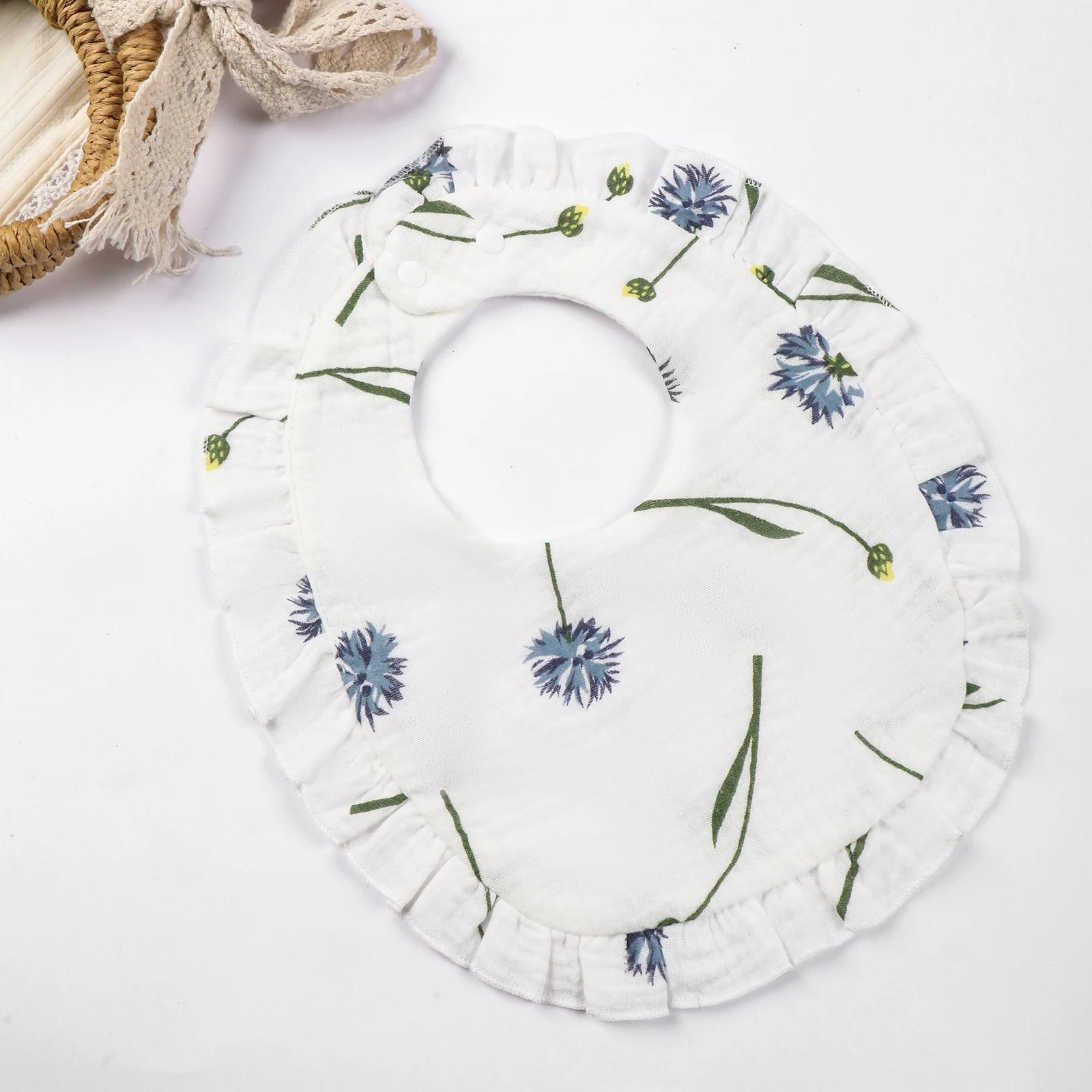 

Baby Saliva Towel Infants Feeding Drool Bib lace Floral Soft Cotton Burp Cloth for Newborn Breathable Kids Bibs with Ruffle F кульбабий