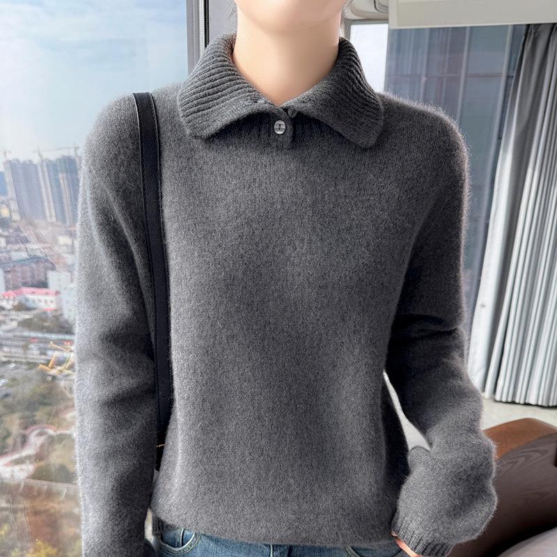 Women's Pure Wool Cashmere High Neck Pullover - Autumn/Winter Warm Long Sleeve Sweater