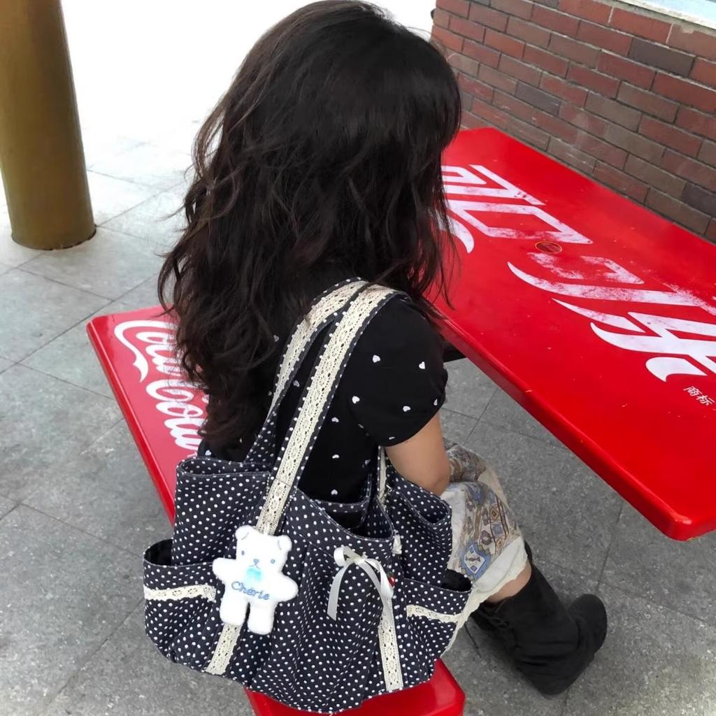 New middle school student schoolbag cute polka dot sweet soft girl transparent baby bag girl backpack
