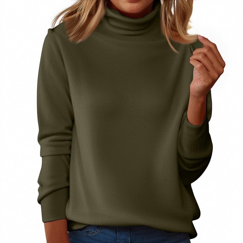 Women's Slim Fit Temperament Wool Long Sleeve Seamless Turtleneck Sweater