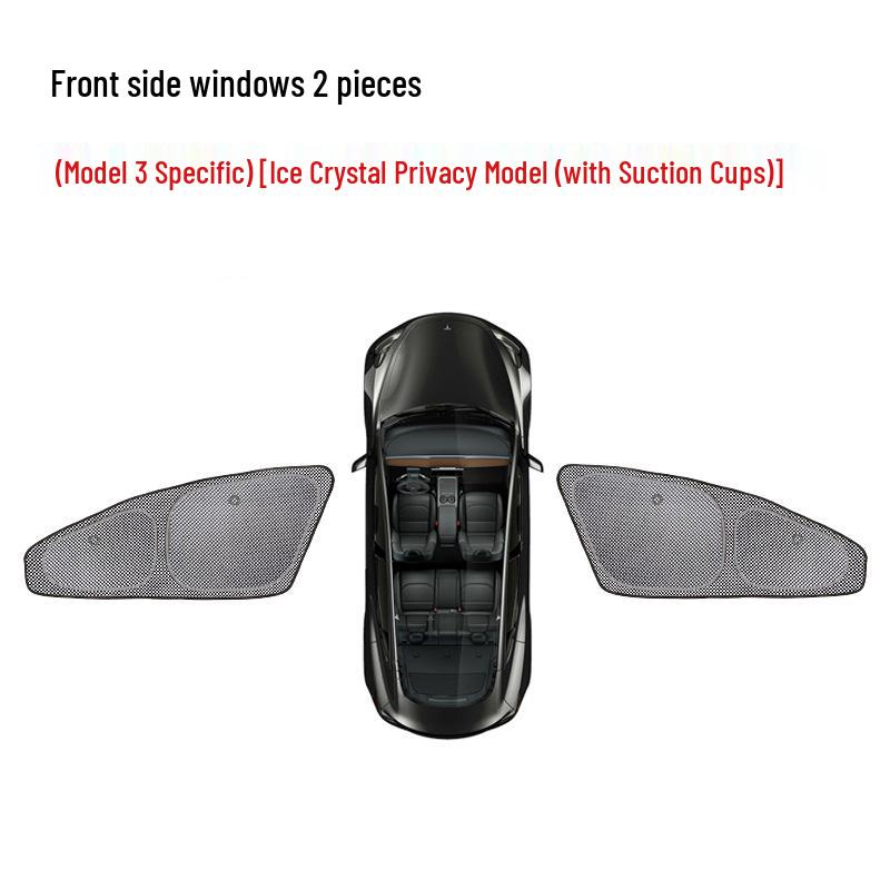 Tesla Model 3/Y Sunshade with Suction Cup - Ice Crystal Opaque Side Window Protection