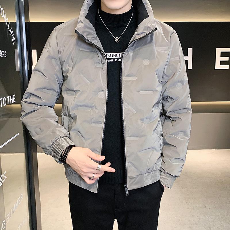 

2023 Мужская зимняя повседневная теплая белая куртка-пуховик L серый/зелёный