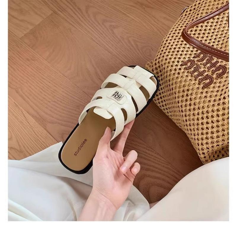 

~ Модная плетеная ажурная сумка Miu, женские новые летние кожаные сандалии-шлепанцы с одним ремешком 35