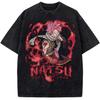 Natsu Print T-shirt Anime Fairy Tail Clothing Men Women Cotton Tshirts Retro Washed T Shirt Harajuku Male Short Sleeve Tops
