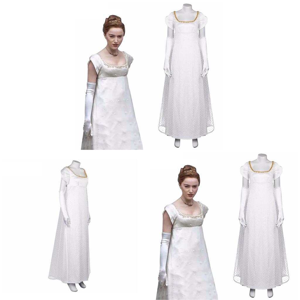 Bridgerton Season Vintage Dress With High Waist Victorian Tea Gown For Halloween Cosplay