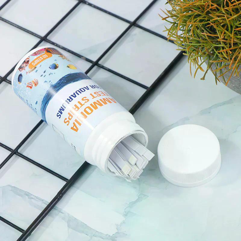 50 Unidades/Botella Tiras Rápidas para Prueba de Calidad del Agua Nitrógeno Amoniacal Acuario Bienestar Kit de Papel de Tiras Rápidas para Prueba de Calidad del Agua