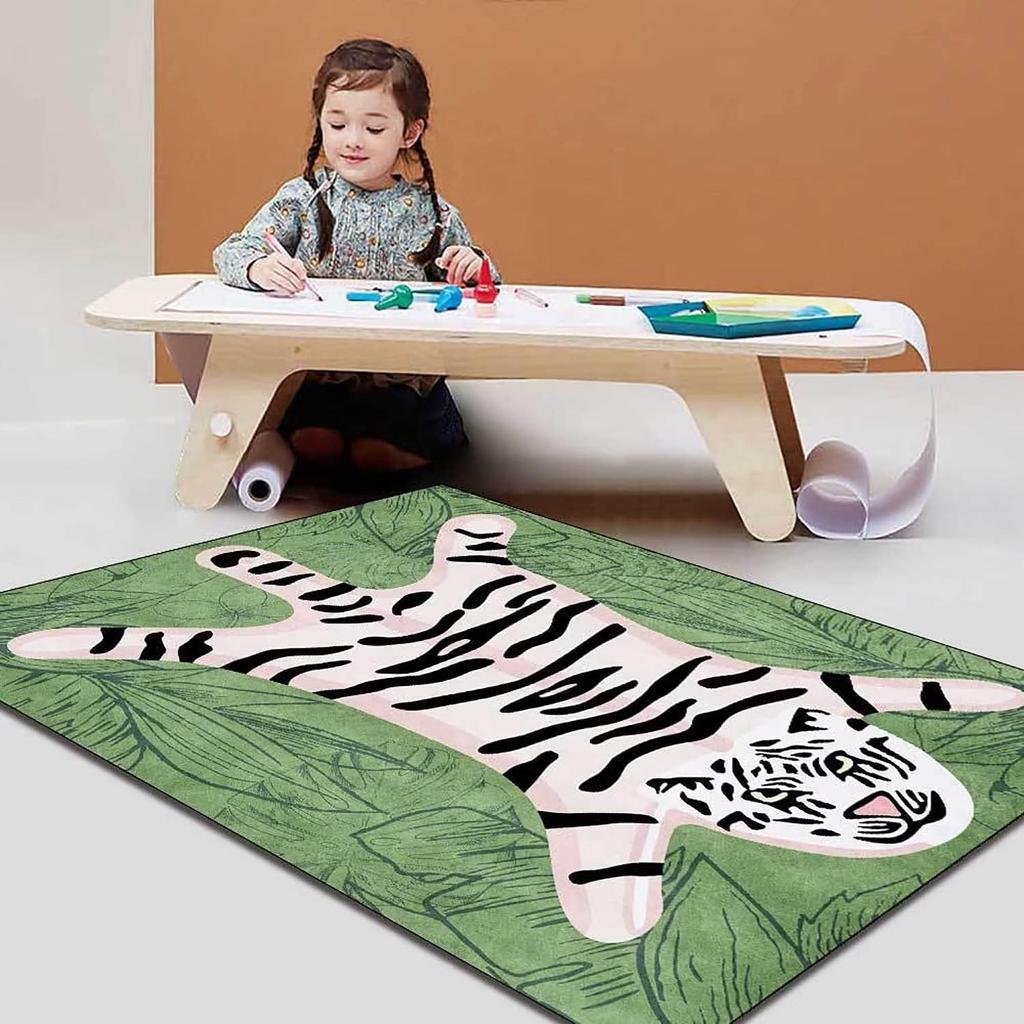 Cartoon Cute Tiger Carpet Living Room Bedroom Retro Stylish Cushion Home Decor Children's Room Non-Slip Abstract Carpet