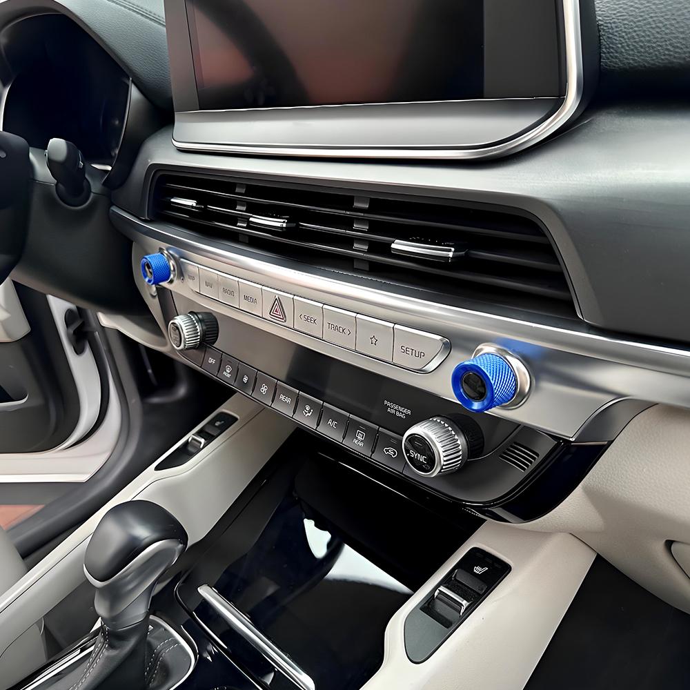 

2PCS Aluminum Alloy Red Blue Black Volume Adjustment Knob Cover Trim For Kia Telluride 2020-2026 Car Tuning Accessories