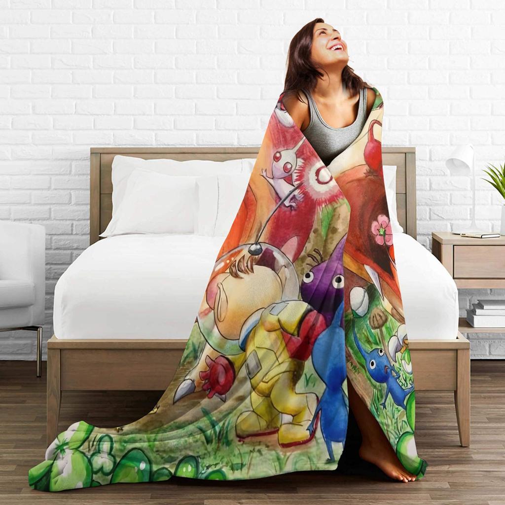 Pikmin Game Blanket  Warm Novelty Plush Bedding Throws For Outdoor Decorative Flannel Bedspread Bed Cover
