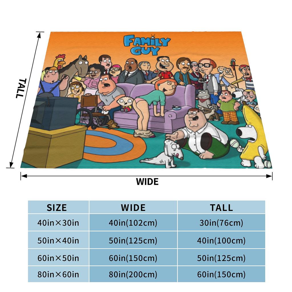 Families Guys Peter Griffin Blankets Fleece Cartoon Funny TV Lightweight Thin Throw Blanket for Outdoor Travel Bedding Quilt