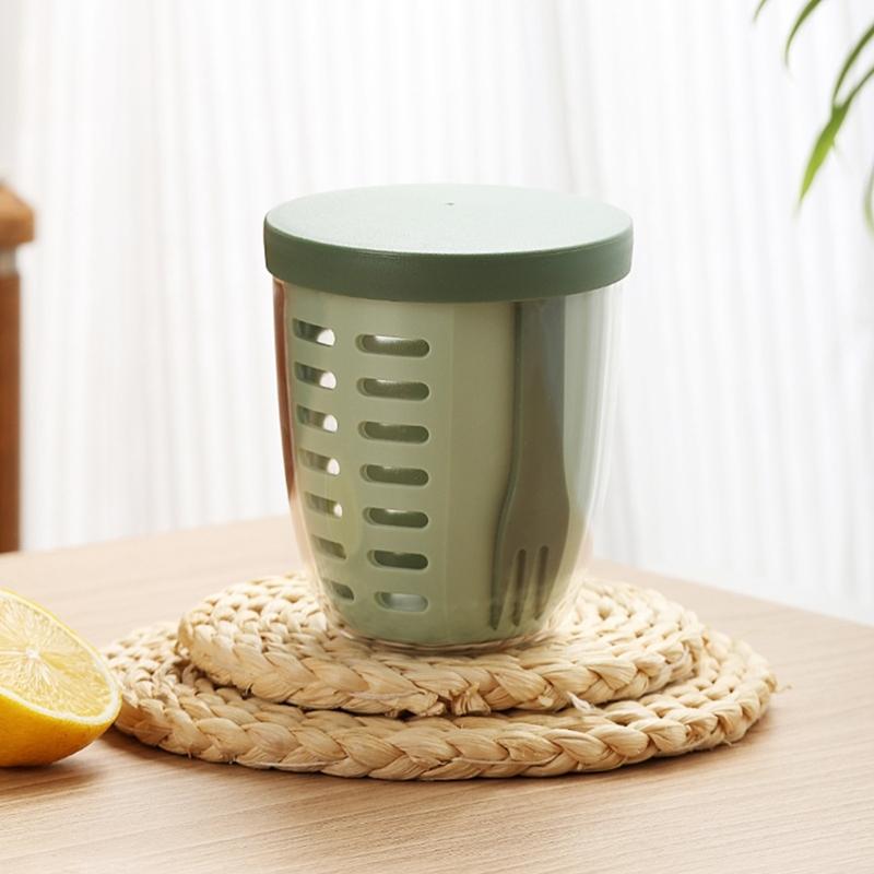 600ml Praktische Picknick Opbergemmer Plastic Beker Afsluitbare Saladebeker voor School