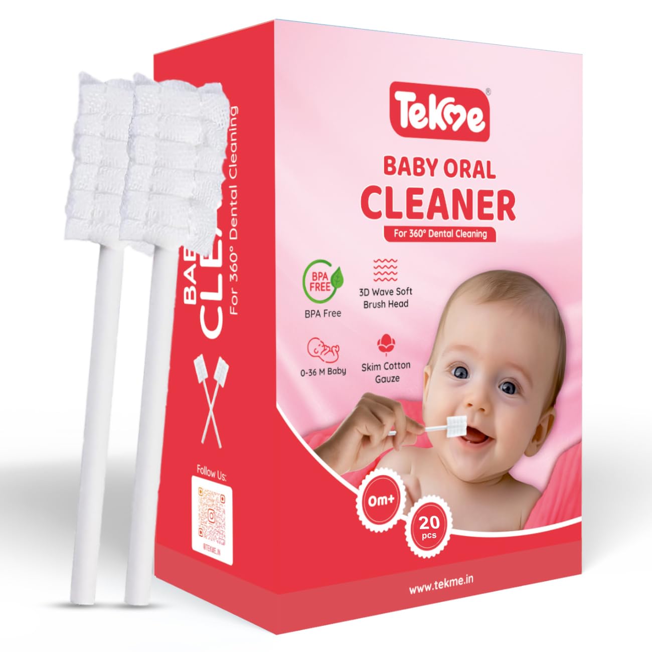 Tekme 20pcs Baby Oral Cleaner for New Born, Baby Tongue Cleaner for 0-6months, Baby Mouth Cleaner, Baby Oral Cleaner, Disposable Mouth Swabs for 0-