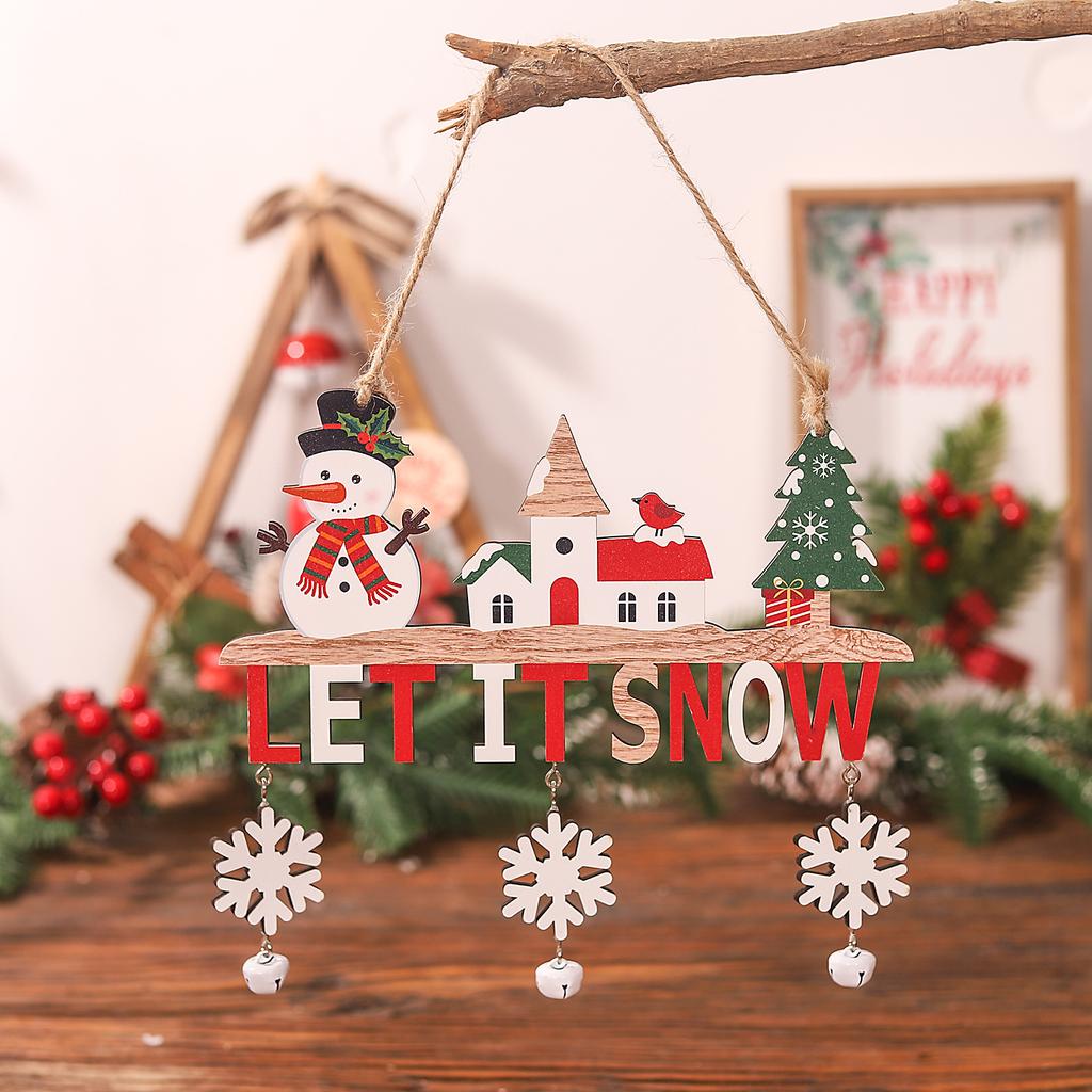 1/2/3PCS Random Wooden Christmas Door Hanging Ornaments Rustic Santa Claus for Home Happy New Year Christmas Door Pendants