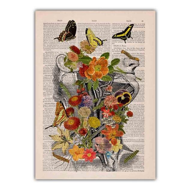 New Retro Art Abstract Canvas Painting Human Organs Poster Science and Education Wall Painting Classroom Corridor Decorative Mural No Frame