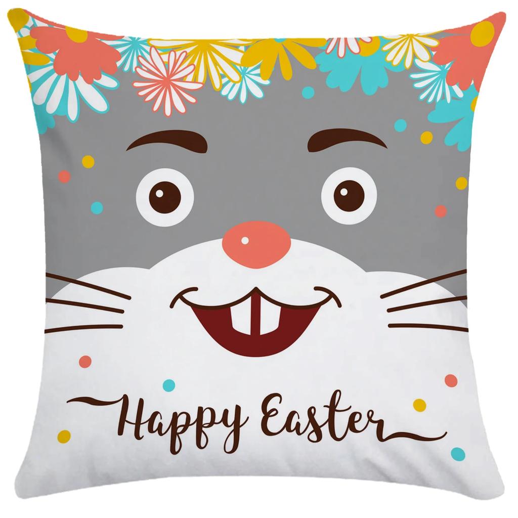 Home Decoration Easter Pillowcase Cute Rabbit Egg Print Pillowcase Living Room Sofa Cushion Cover Bedroom Room Decoration