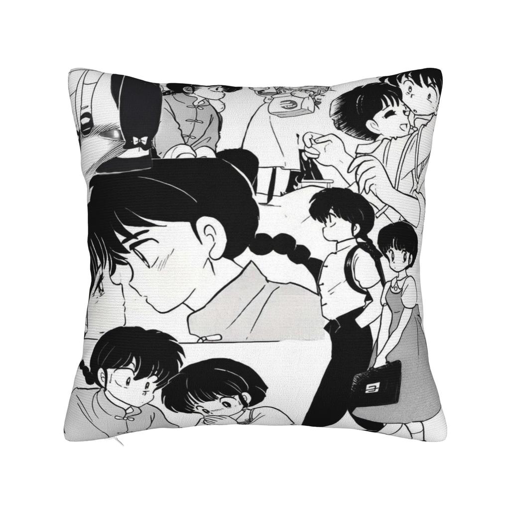 Manga Ranma 1⁄2 Square Pillow Case Adventure Martial Comedy Cushion Covers Polyester Decorative Pillowcase for Home 45x45cm